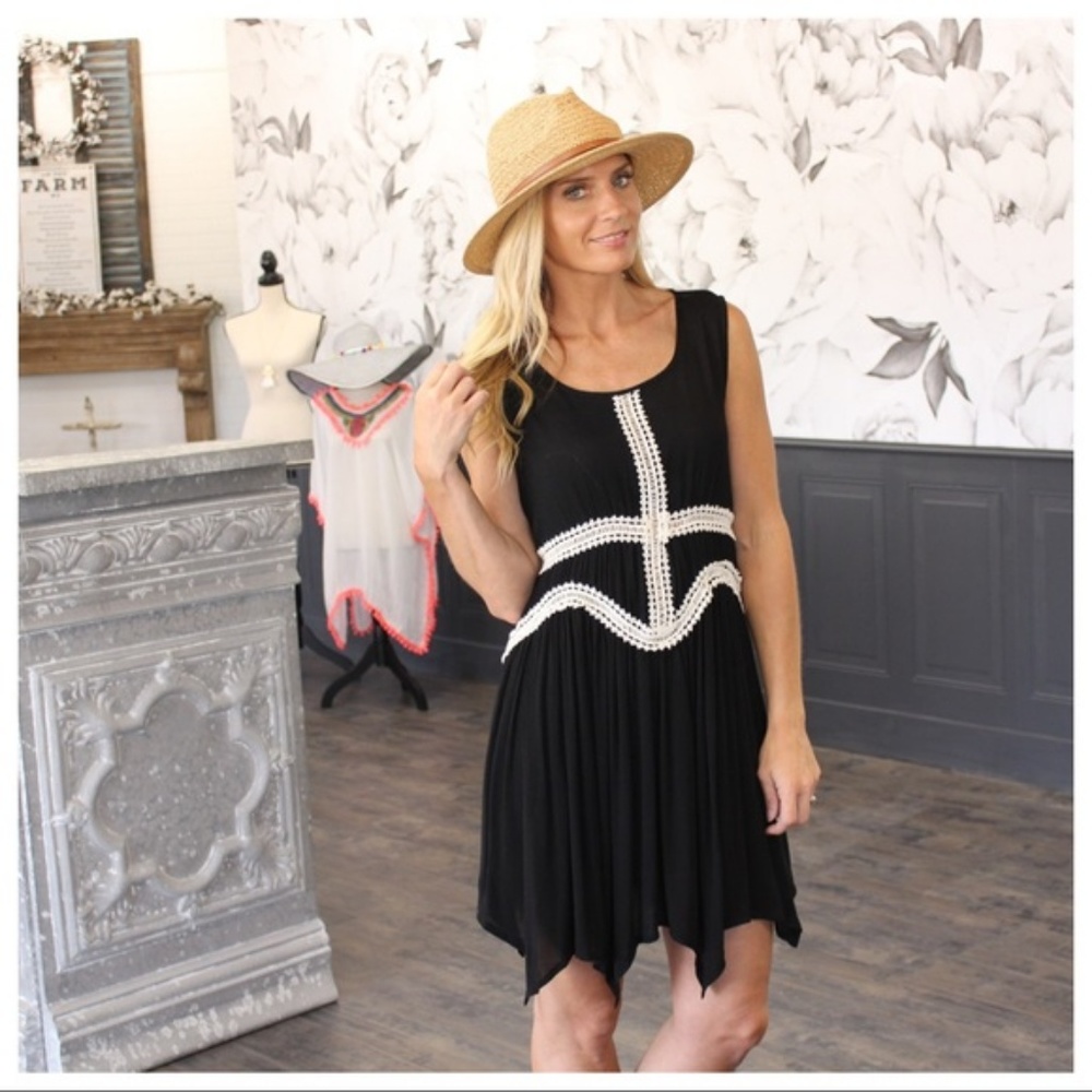 LAST ONE! Black Lace Detail Handkerchief Dress - Picture 3 of 3